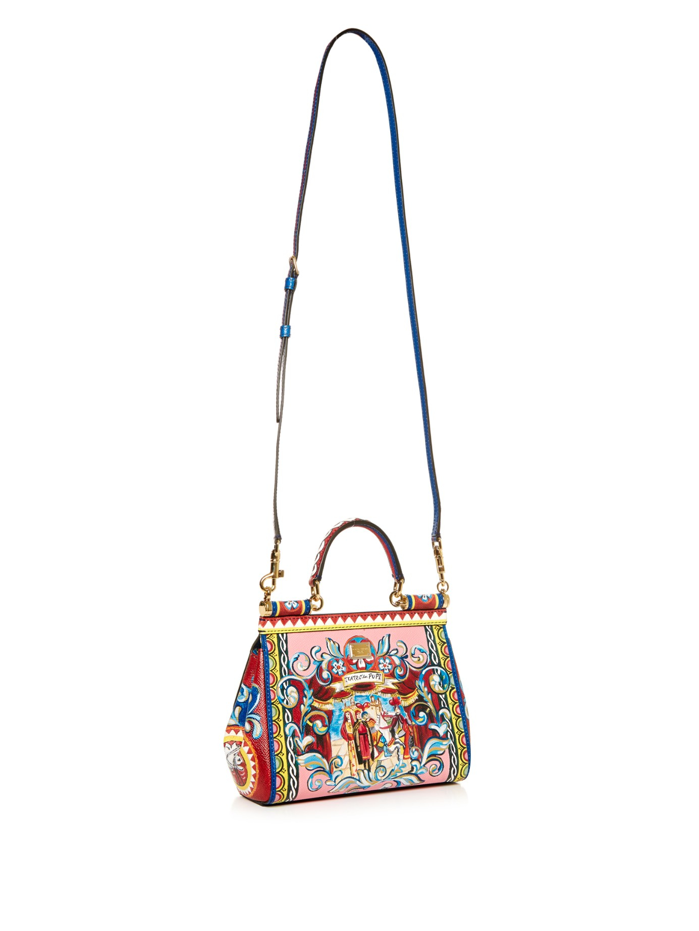Dolce & Gabbana Sicily Small Carretto-Print Shoulder Bag in Red