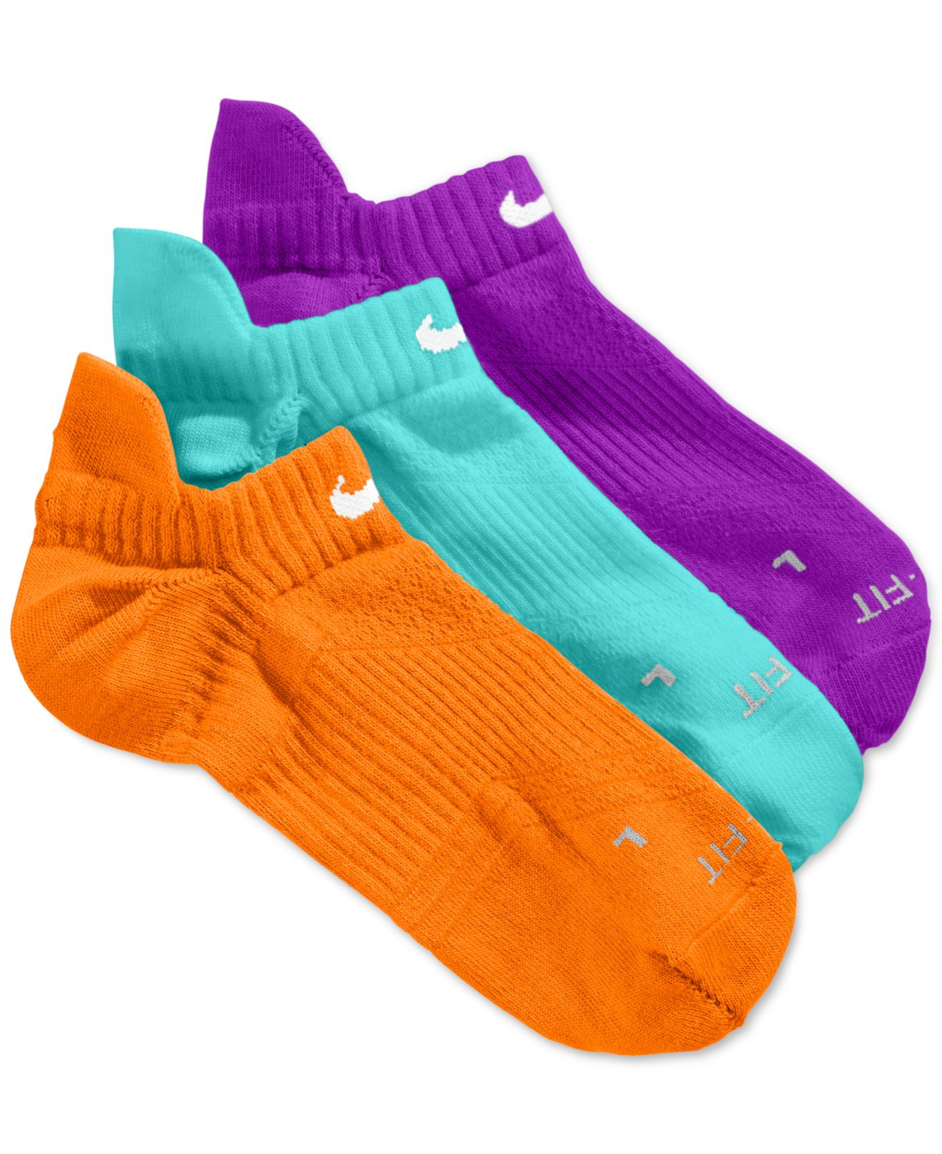 Nike Women'S Dri-Fit Half-Cushion No-Show Socks 3-Pack in Blue |