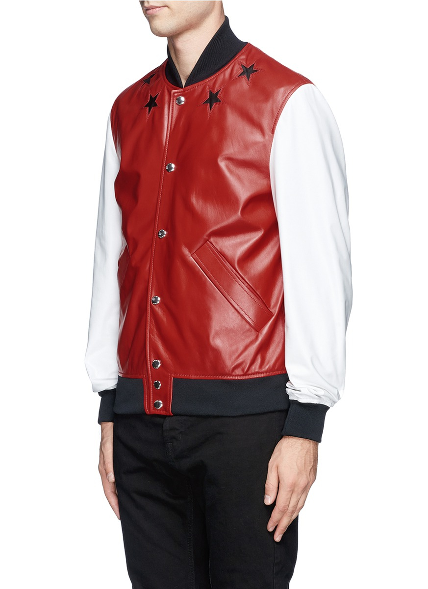Lyst Givenchy Star Leather Bomber Jacket in Red for Men