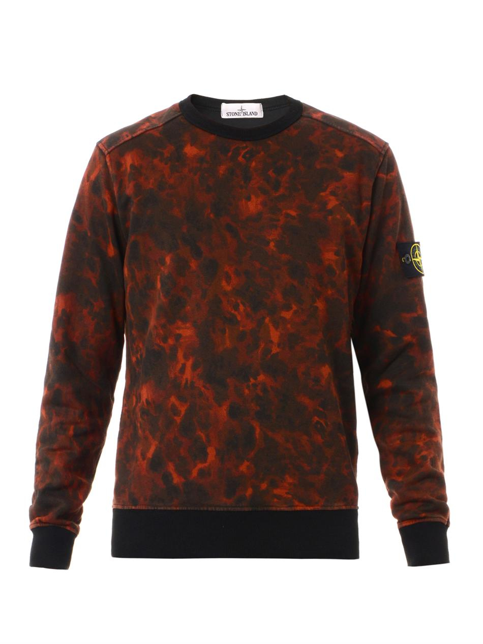 Stone Island Camouflage-print Sweatshirt in Red for Men | Lyst