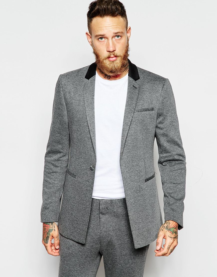 ASOS Synthetic Slim Suit Jacket In 