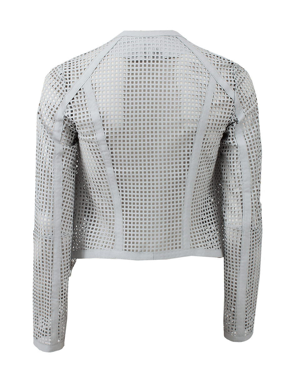 Lamarque White Skye Perforated Cascade Leather Jacket