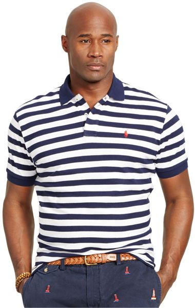 Polo Ralph Lauren Big And Tall Classic-Fit Striped Mesh Polo Shirt in ...