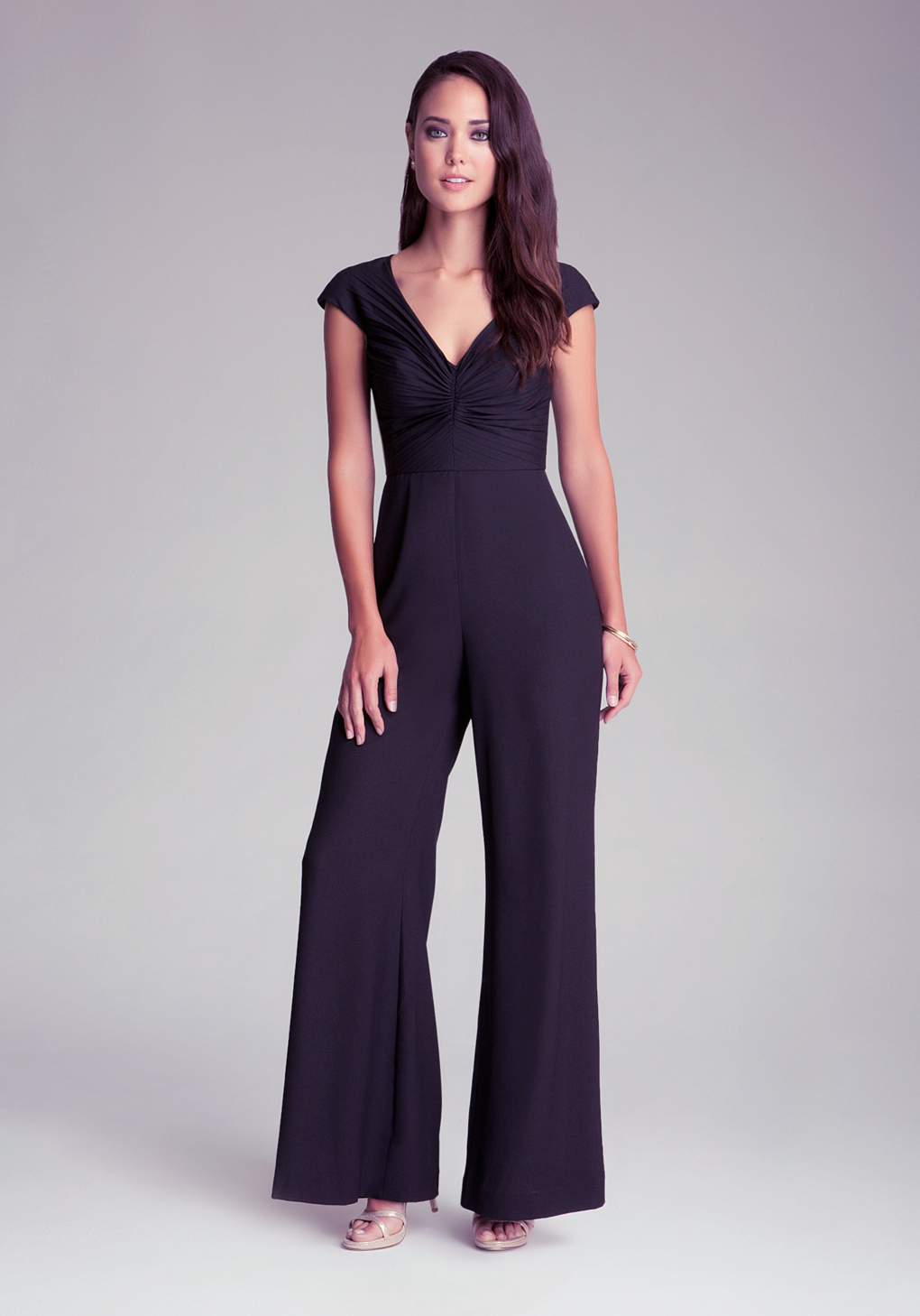 Lyst - Bebe Petite Pleated Front Jumpsuit in Black