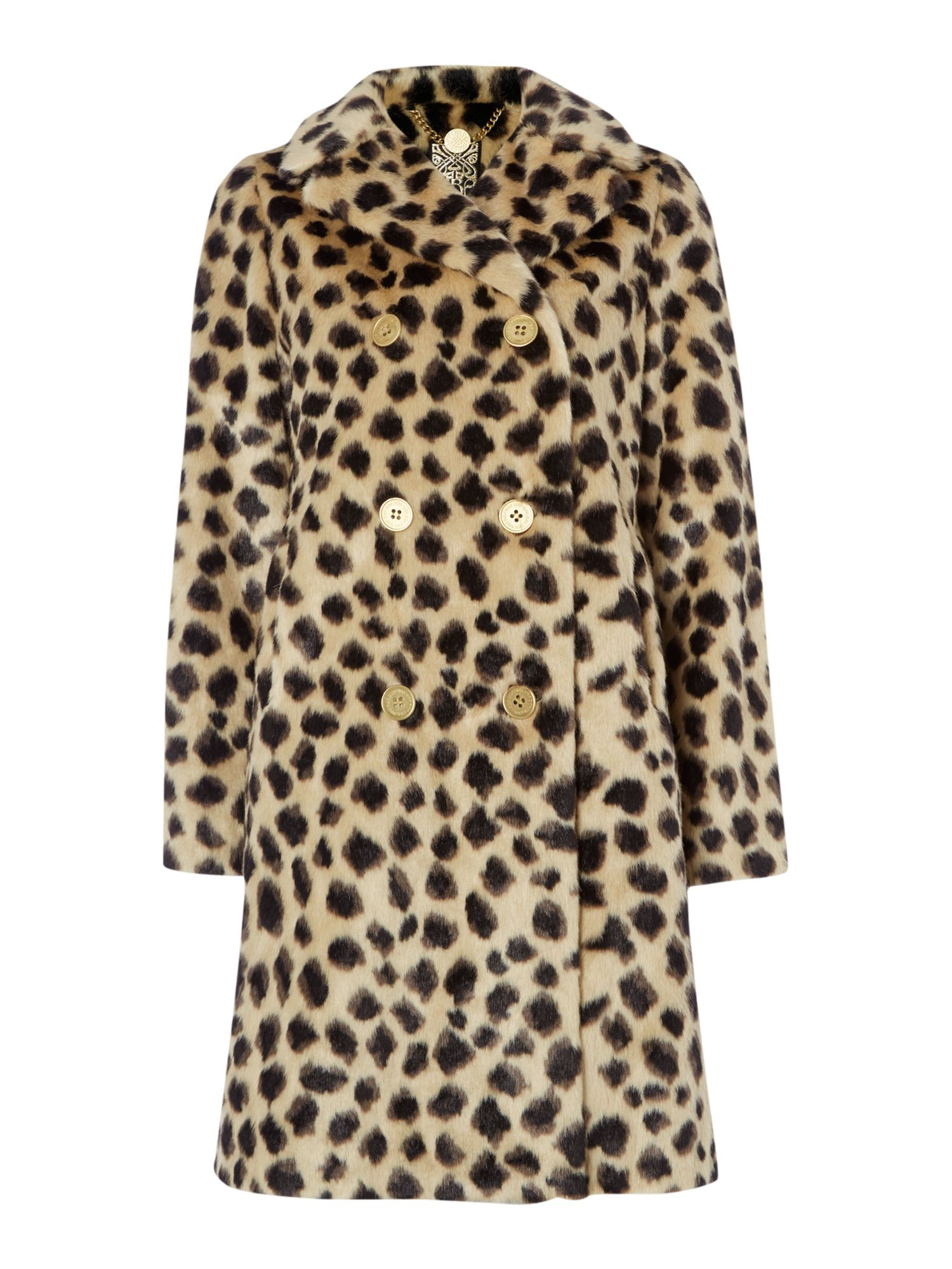 Biba Leopard Faux Fur Double Breasted Coat - Lyst