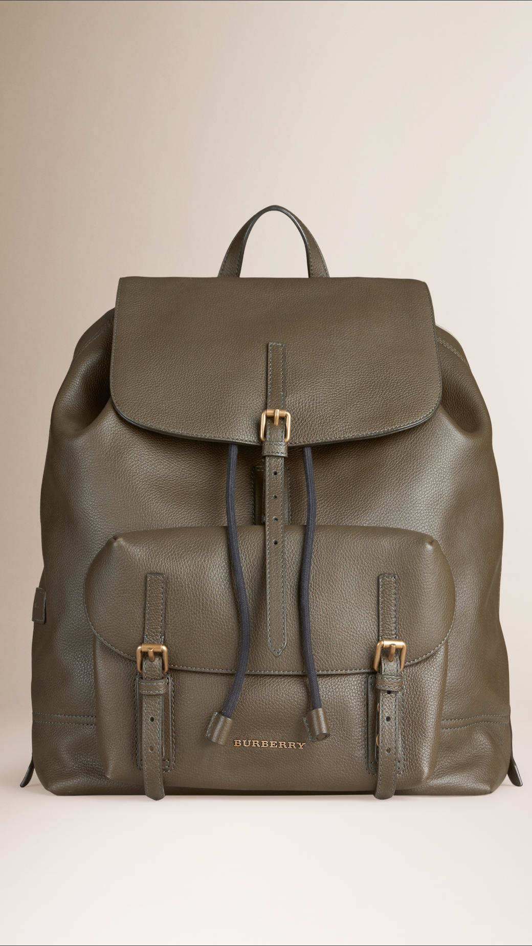 Burberry Grainy Leather Backpack in Olive (Green) for Men | Lyst