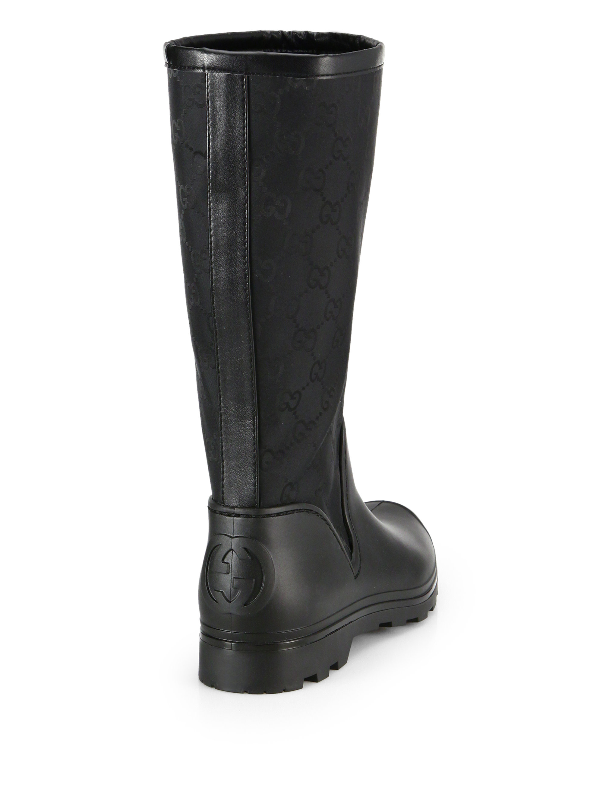 Lyst - Gucci Gg Short Rain Boots in Black