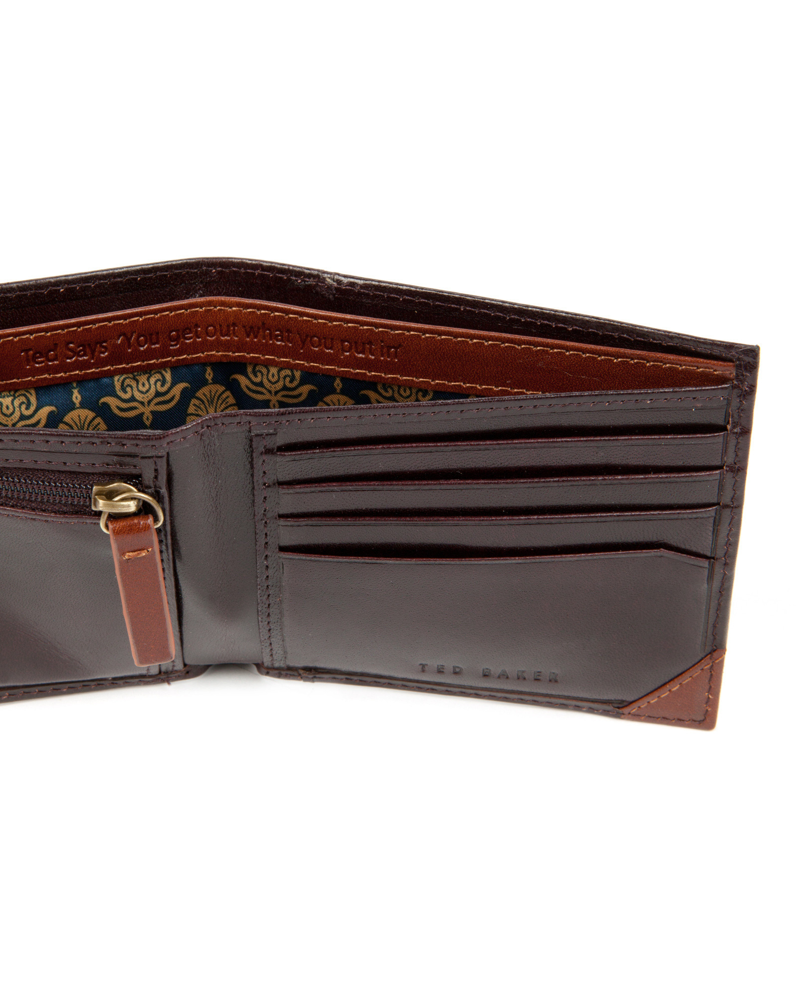 Ted Baker Leather Metal Corner Coin Wallet in Chocolate (Brown) for Men