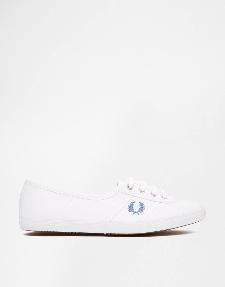 Fred Perry Aubrey Canvas White Sneakers | Lyst