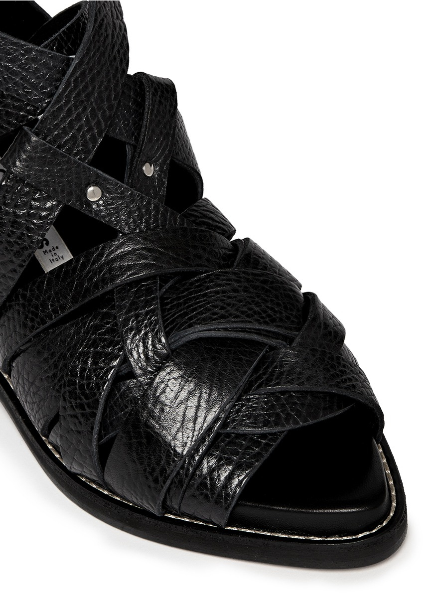 leather lattice sandals