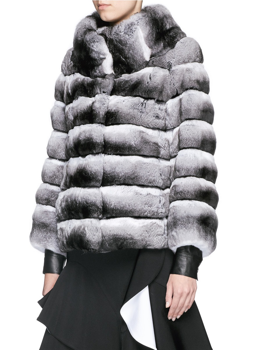 Yves Salomon Chinchilla Fur Coat in Grey (Gray) | Lyst