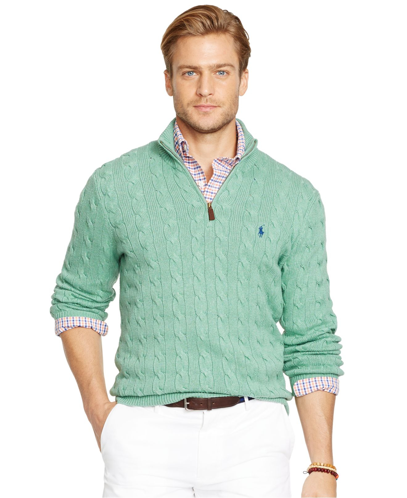 Polo Ralph Lauren Cable-knit Silk Sweater in Green for Men | Lyst