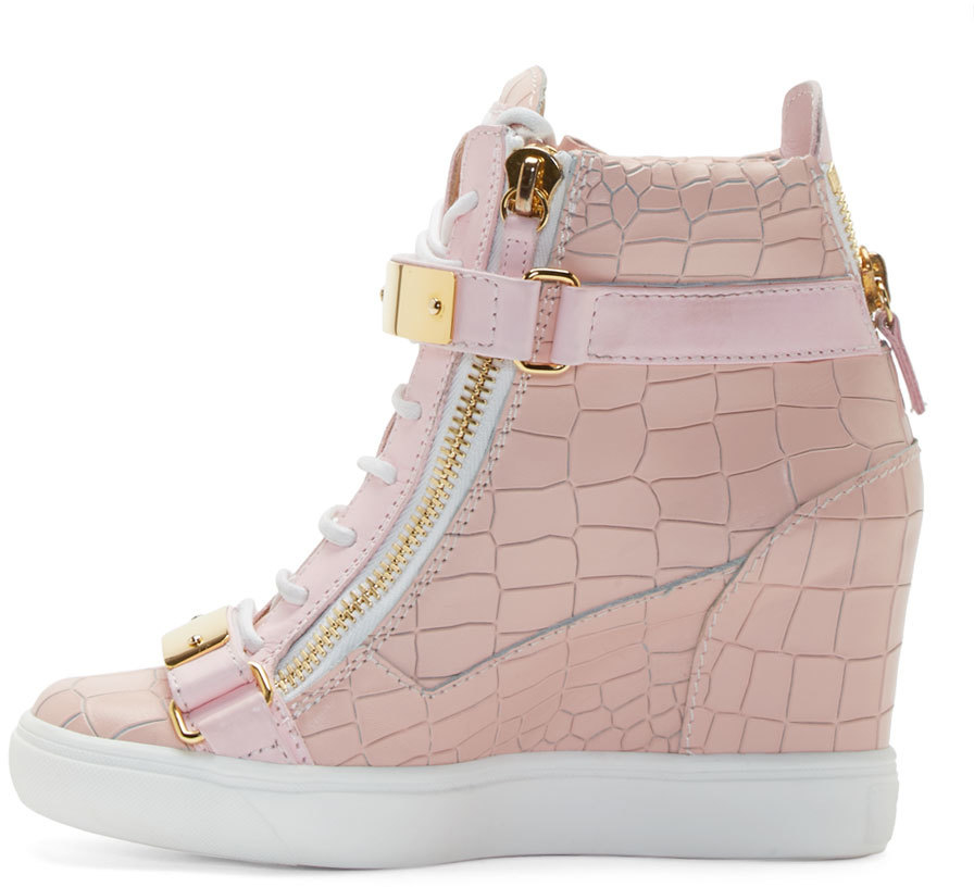 Zanotti Pink Lorenz High_top Wedge Sneakers |