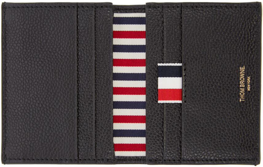 Thom Browne Black Pebbled Leather Bifold Wallet for Men | Lyst