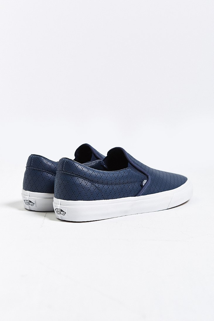 Vans Classic Leather Slip-On Sneaker in Navy (Blue) for Men | Lyst