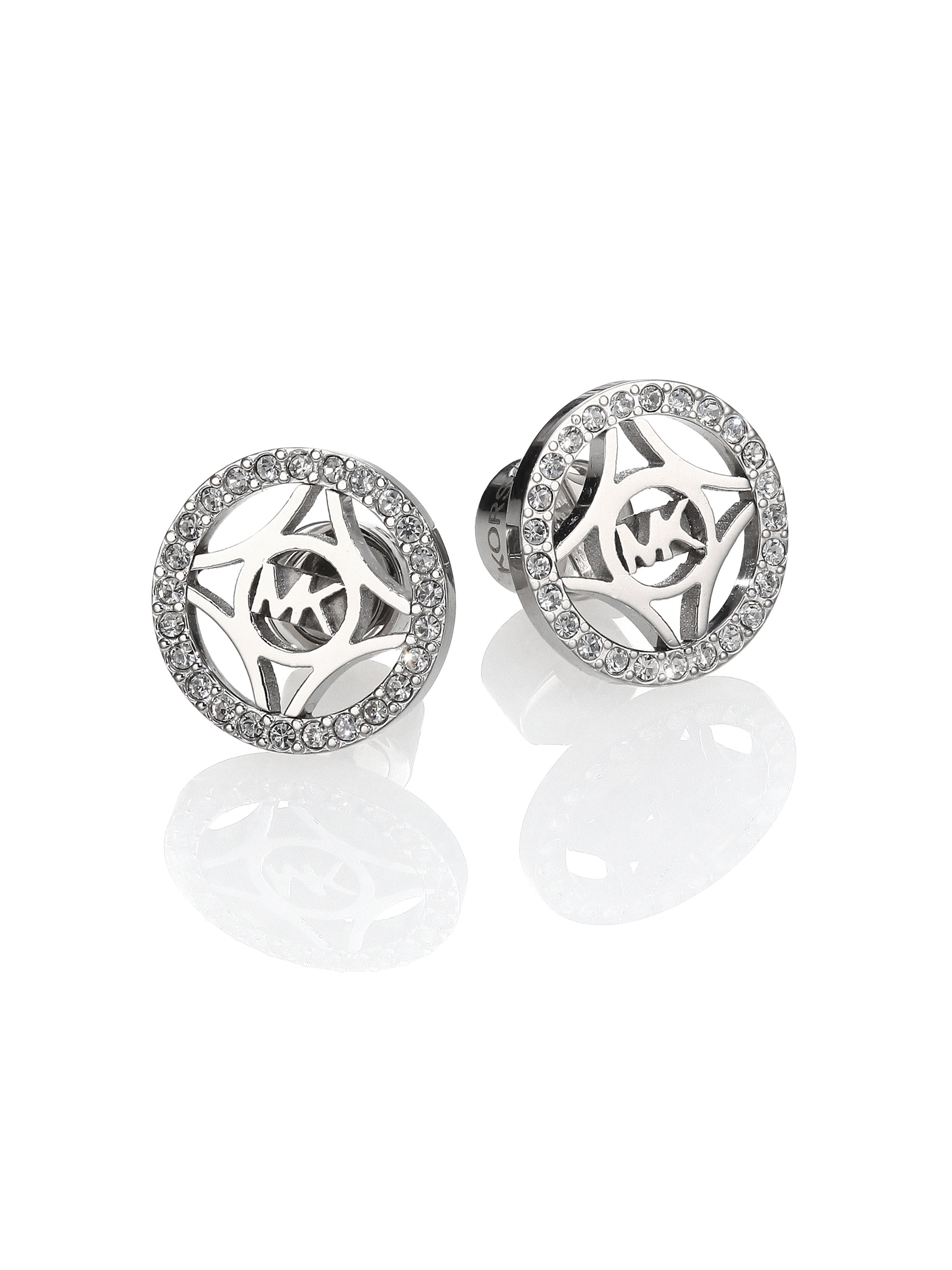 Michael Kors Heritage Monogram Pavé Logo Stud Earrings In Metallic Gallery