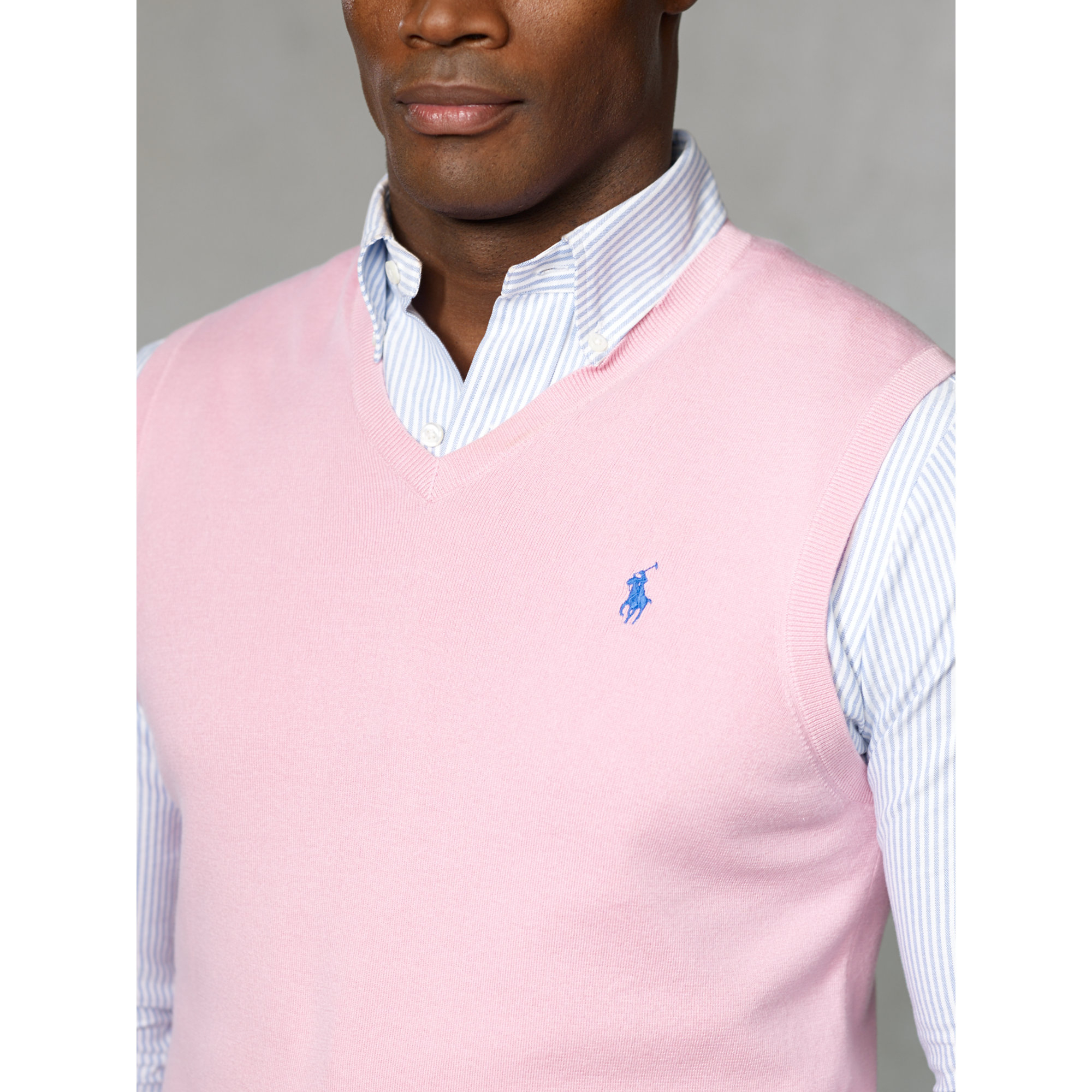 Bestaan band Inloggegevens Polo Ralph Lauren Pima Cotton V-neck Vest in Pink for Men | Lyst