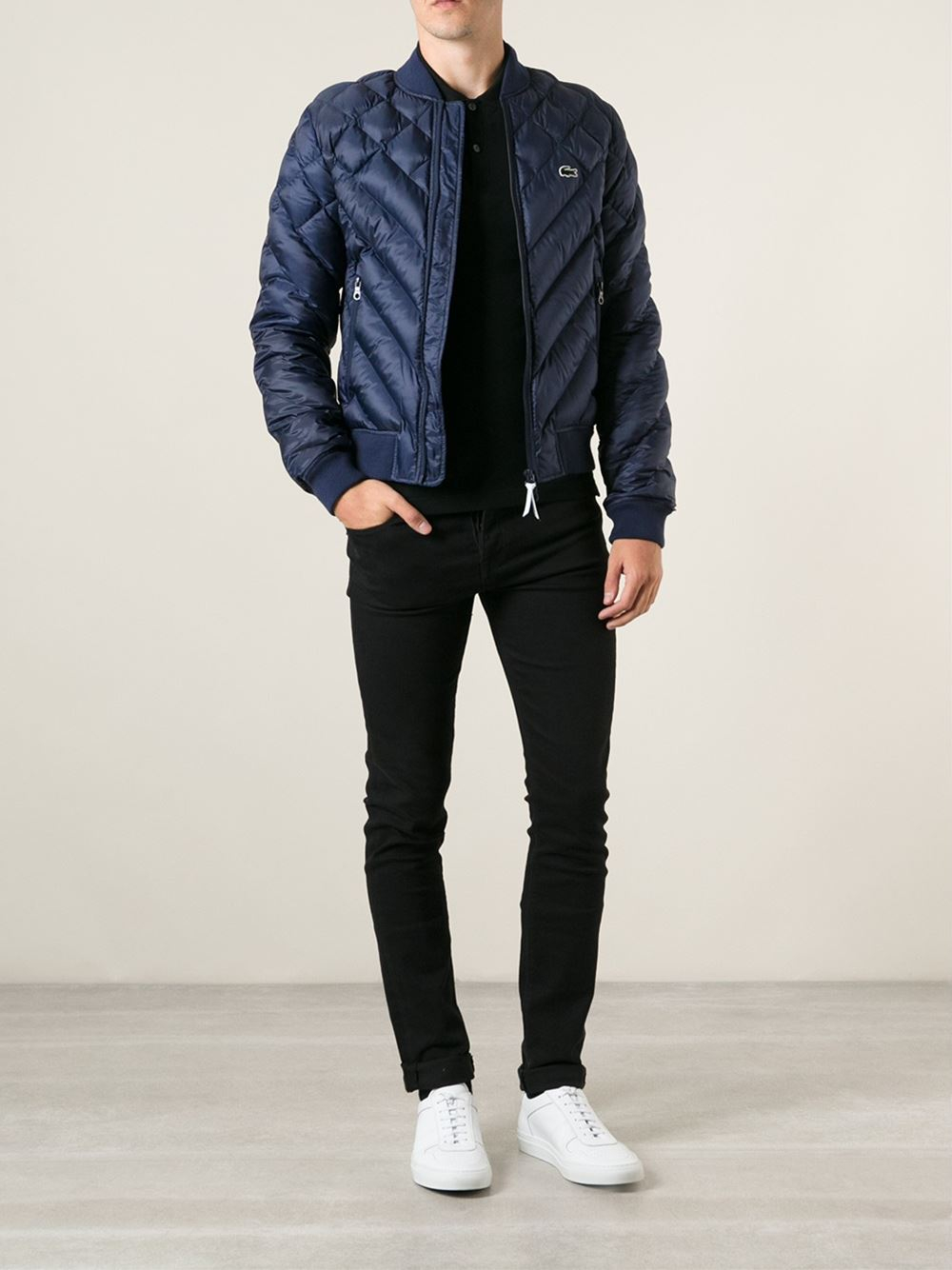 Lacoste L!ive Quilted Jacket in Blue for Men - Lyst