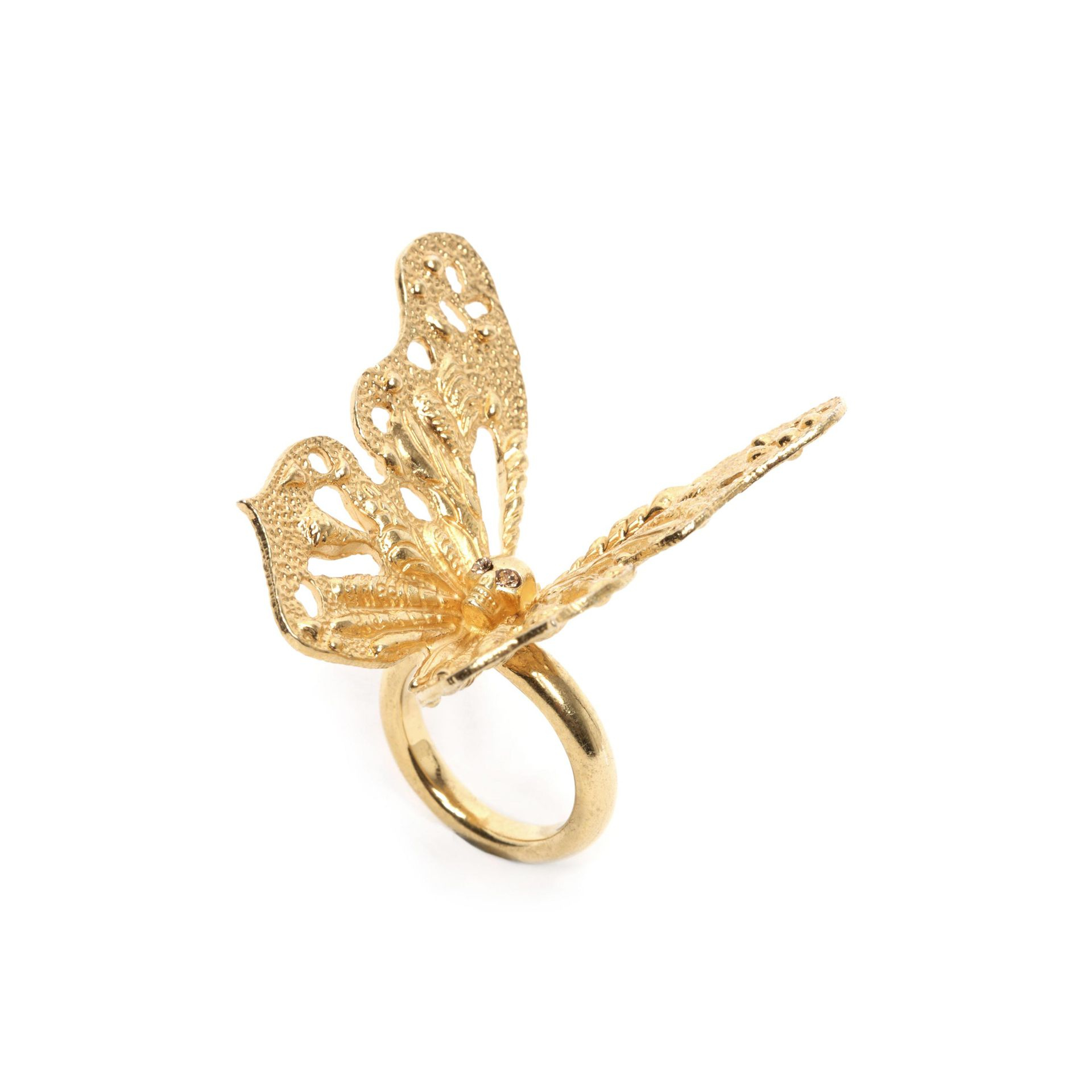 Alexander McQueen Butterfly Skull Ring in Silver (Metallic ...
