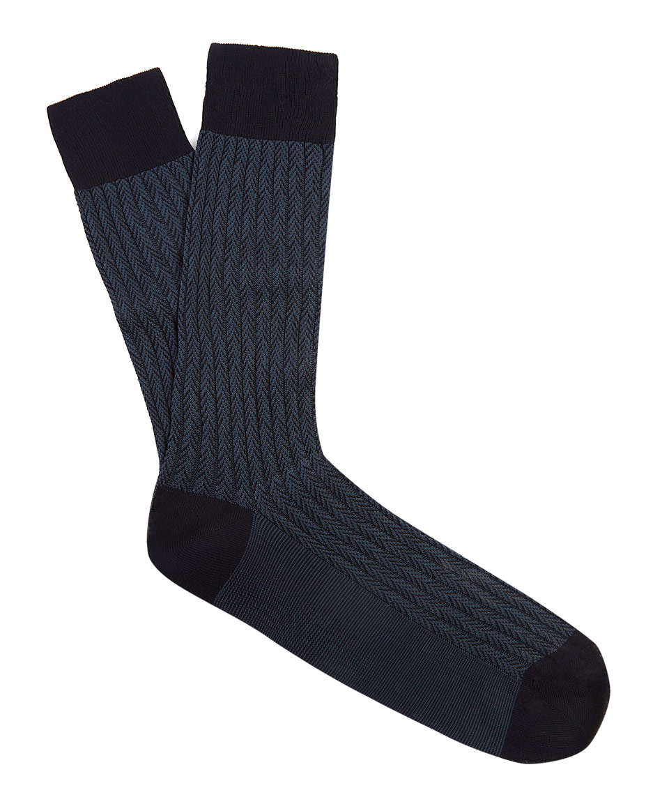 Lyst pantherella navy feathered herringbone socks in blue for men Gamle spiseborde