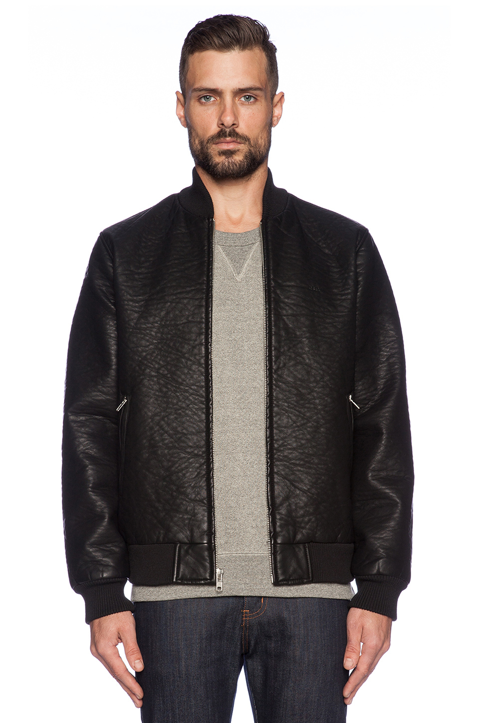 Obey Leather Jacket Brown