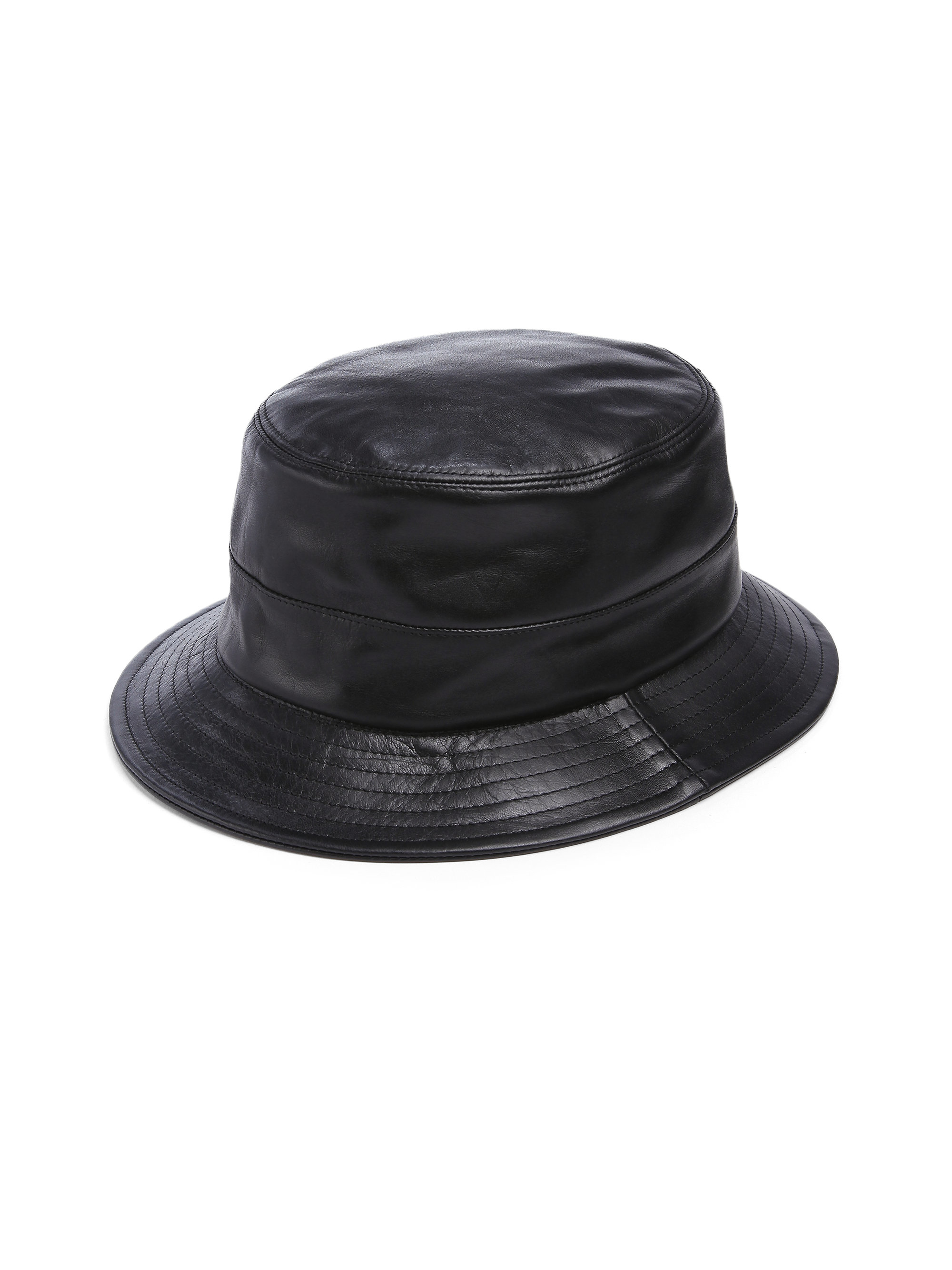 Saks fifth avenue collection Leather Fedora in Black for Men | Lyst