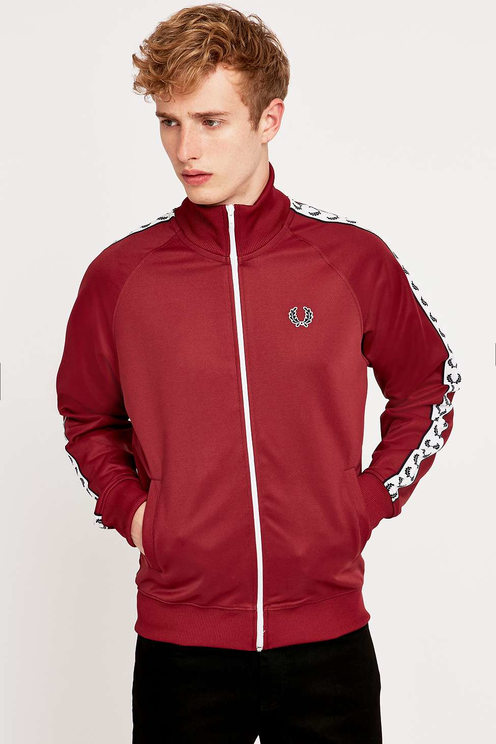 Fred Perry Track Jacket Burgundy Online Sale, UP TO 57% OFF