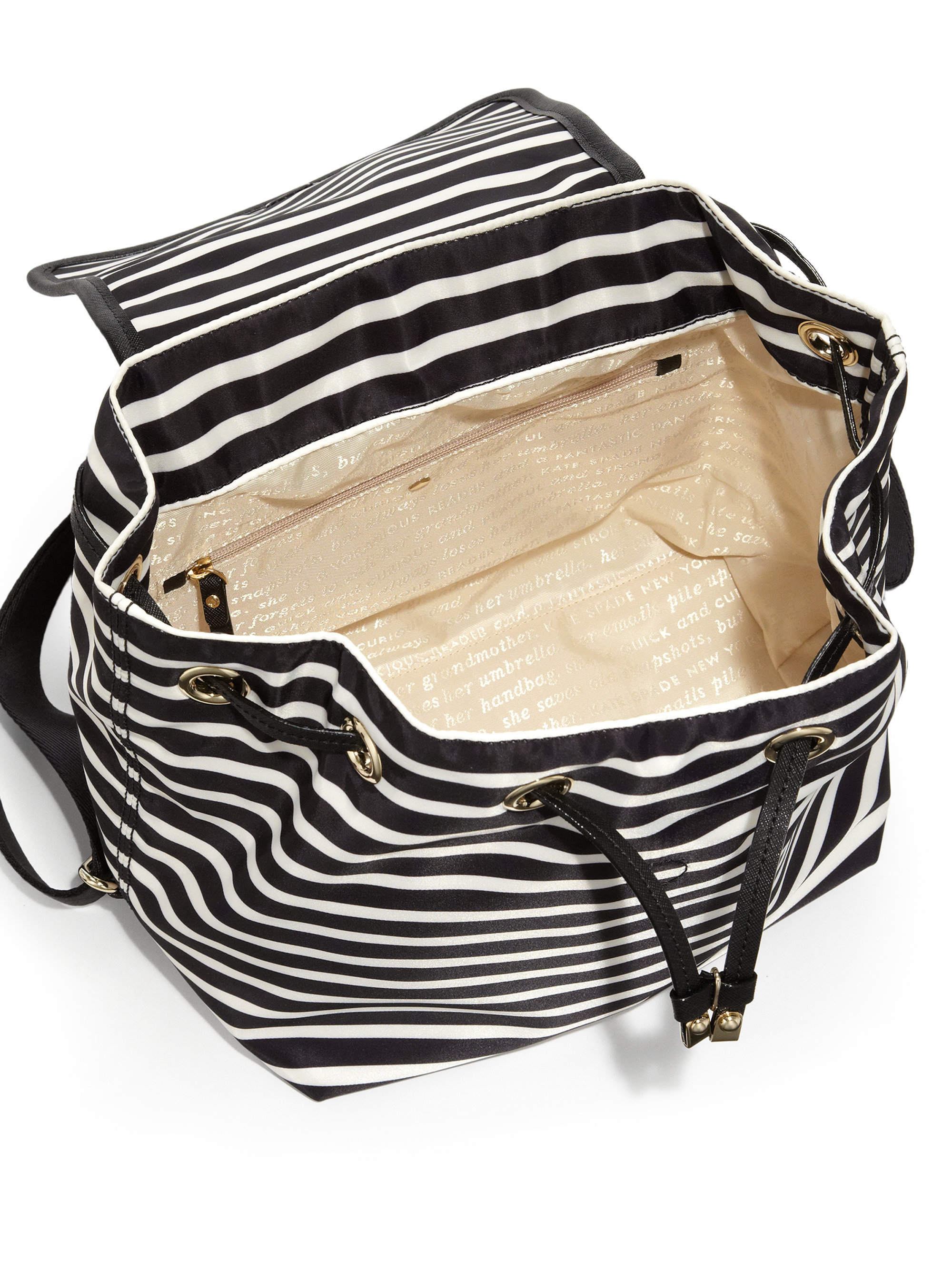 Kate Spade Classic Striped Molly Backpack in Black-White (Black) - Lyst