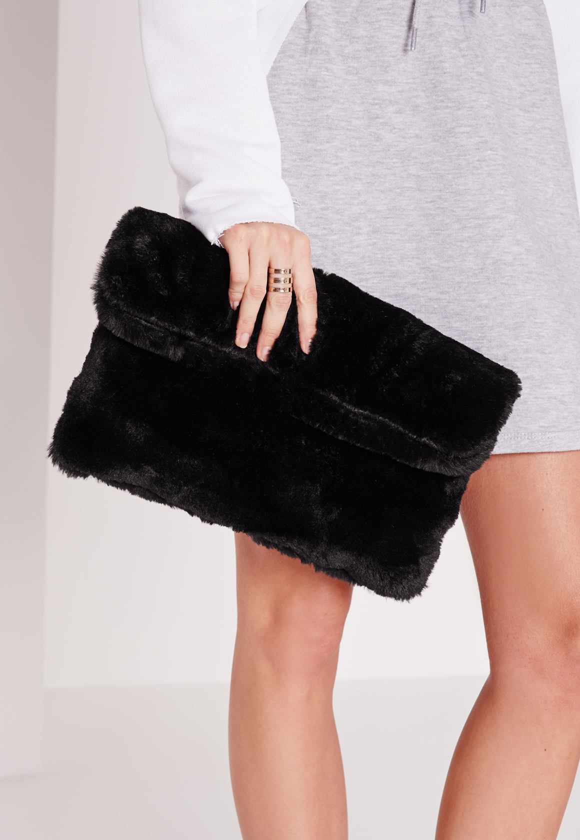 black fur clutch