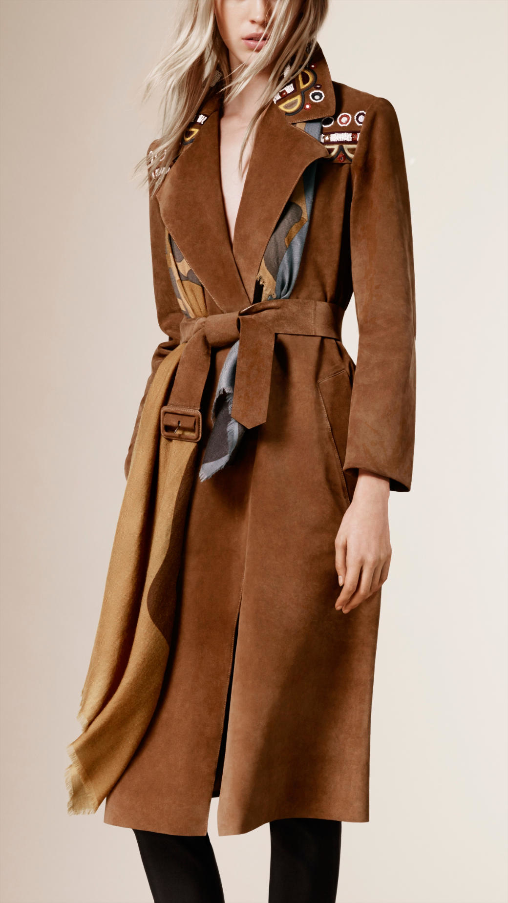 Embroidered trench clearance coat