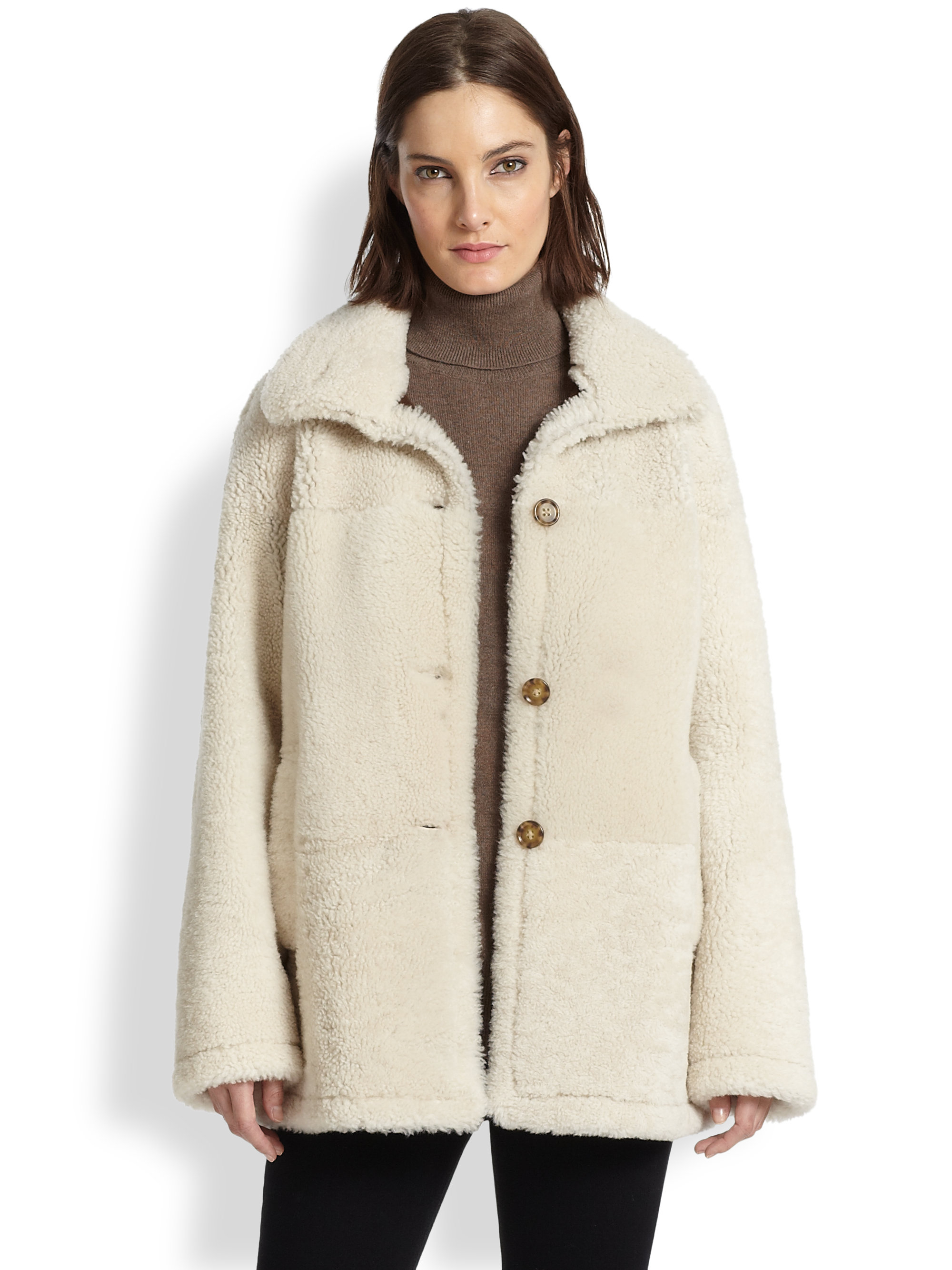 Theory Teriah Reversible Shearling Jacket in White | Lyst