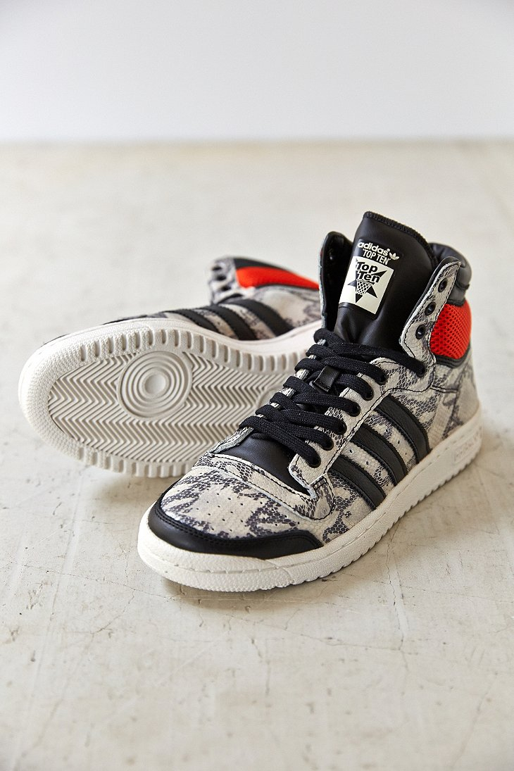 adidas Originals Top Ten Hi Premium Snake Sneaker in Black & White (Black)  for Men | Lyst