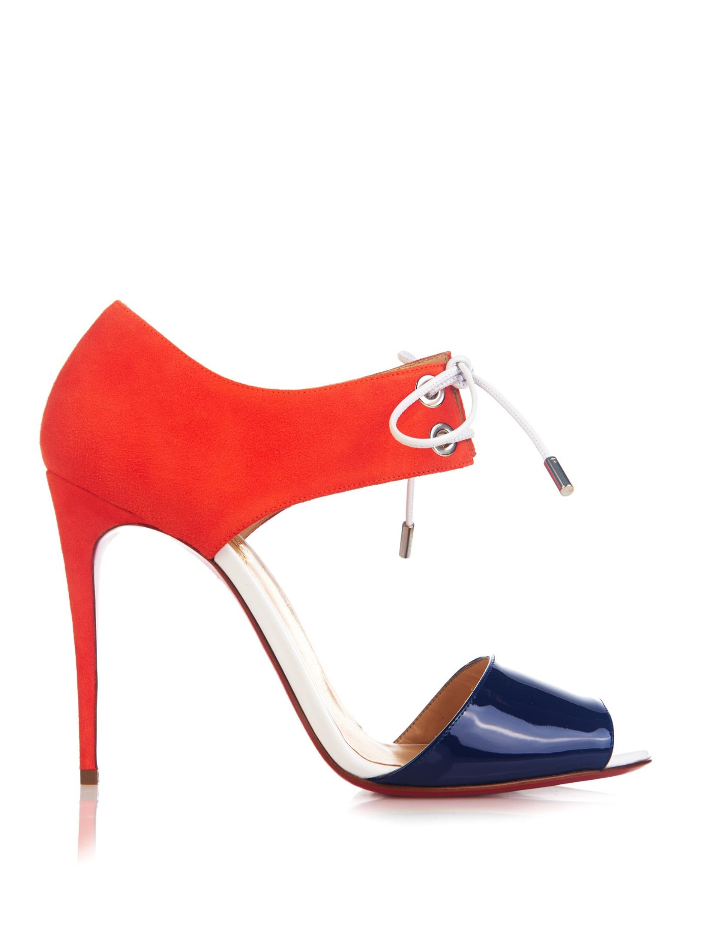 Christian louboutin Mayerling Patent Leather and Suede Sandals in Blue ...