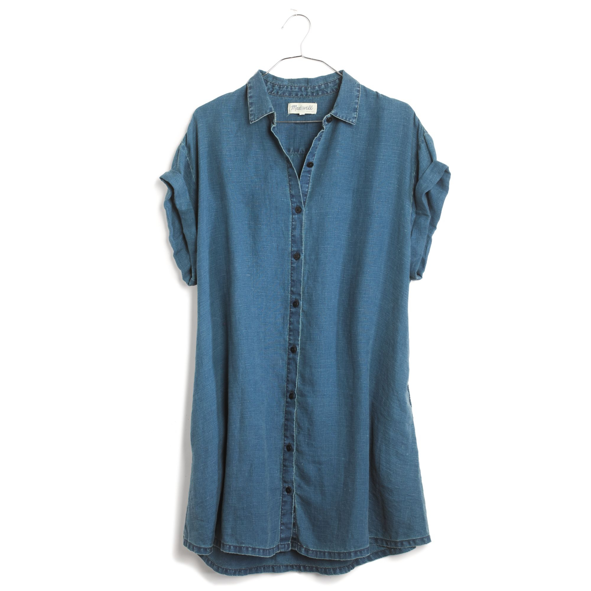 indigo linen dress