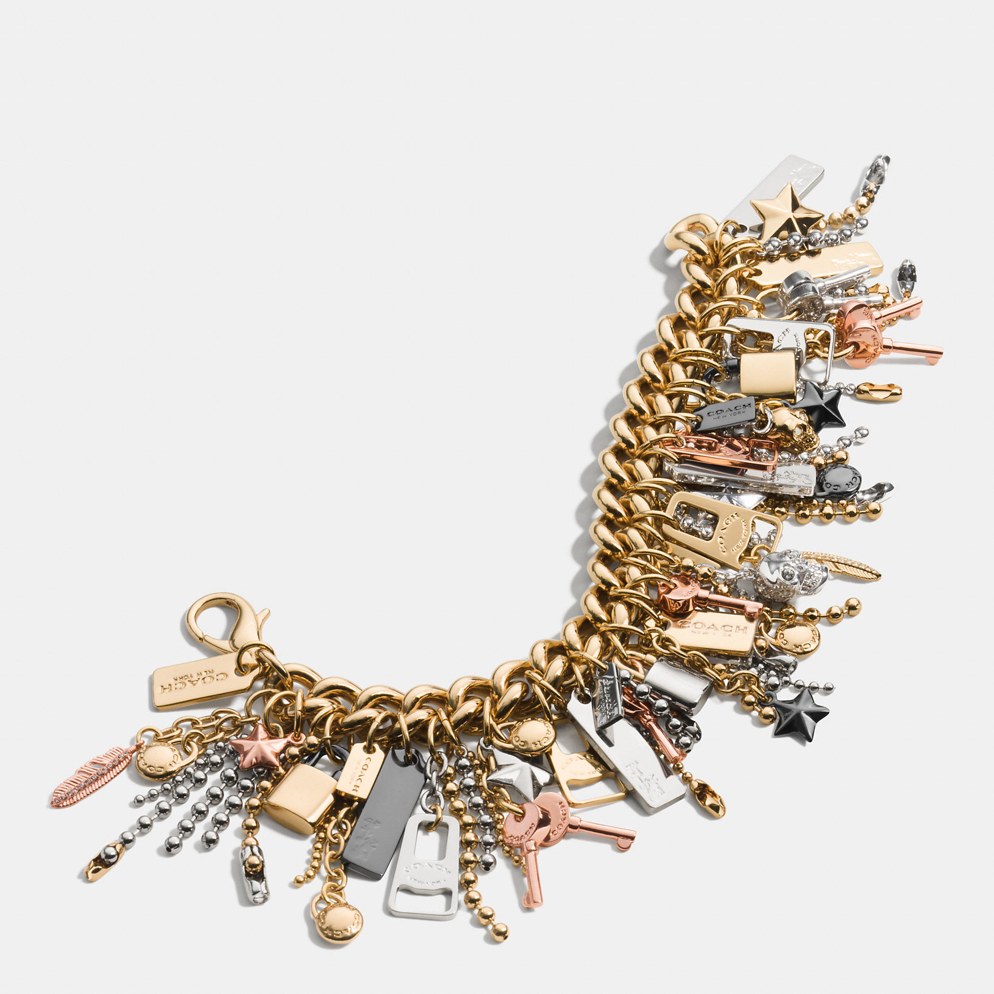 COACH Mixed Metal Icons Curbchain Bracelet - Lyst