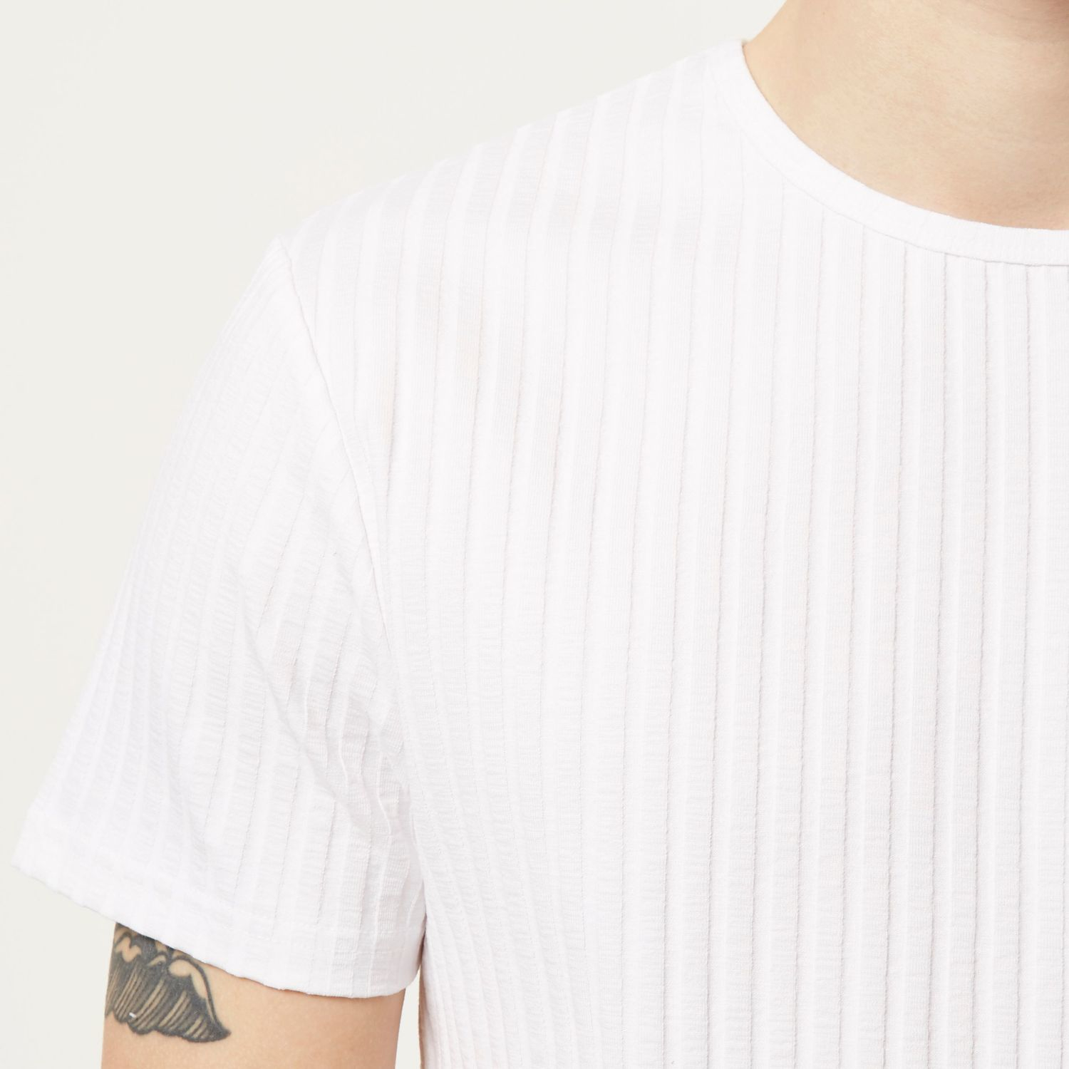 River Island White Chunky Ribbed Short Sleeve Top for Men | Lyst