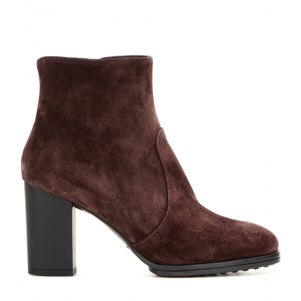 tods boots lyst tod s heeled suede ankle boots in brown tods boots lyst tod s heeled suede ankle boots in brown