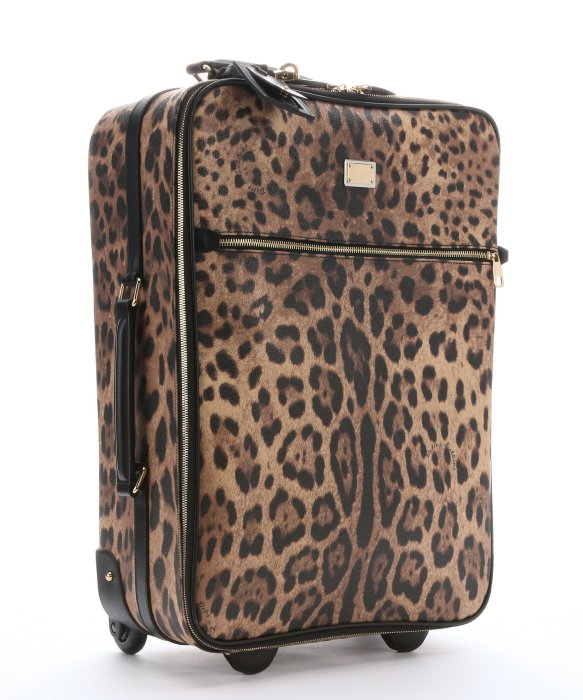 Dolce & gabbana Leather Trimmed Leopard Print Coated Canvas Rolling