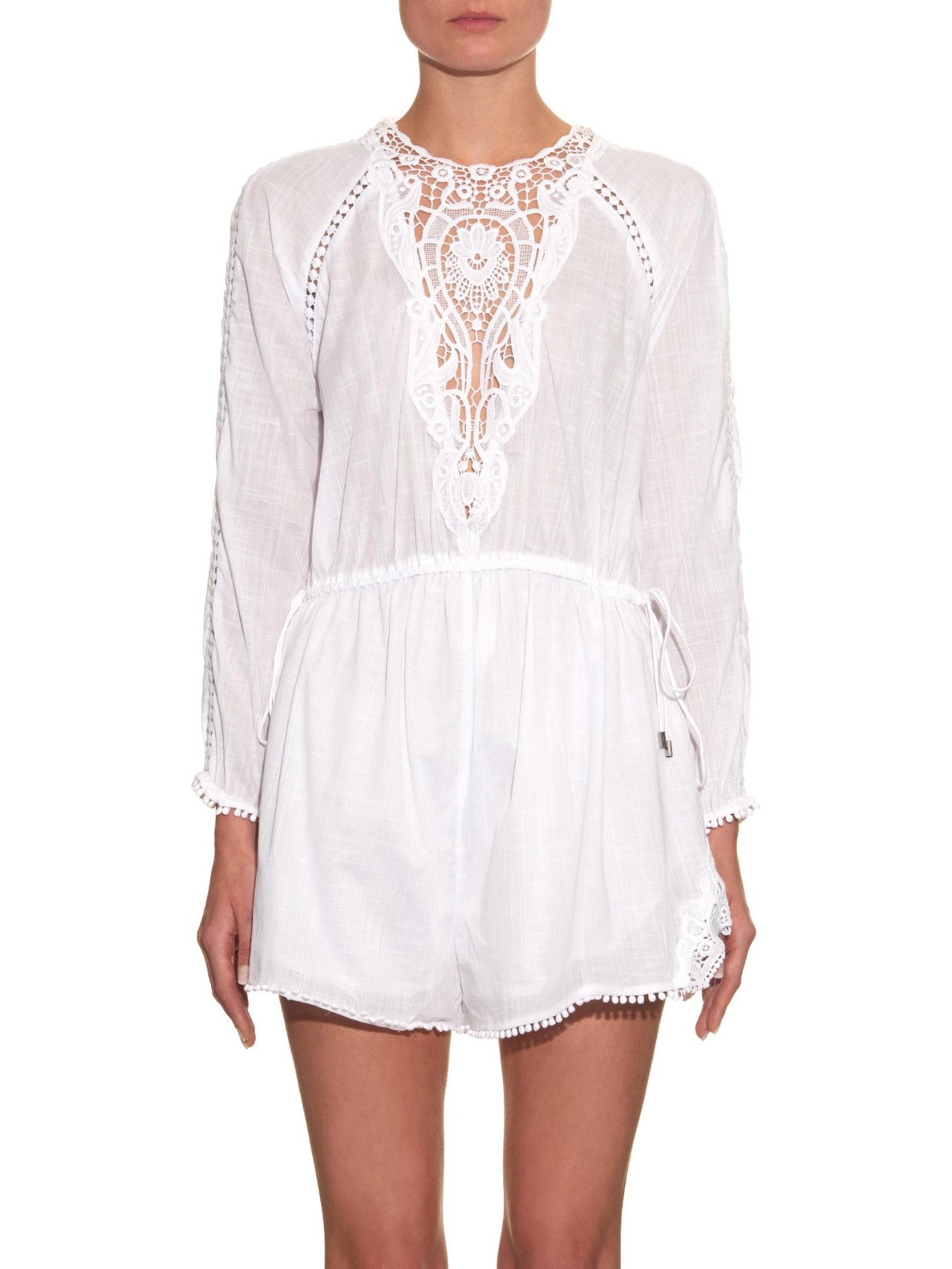 Lyst - Zimmermann Marisol Broderie-anglaise Playsuit in White