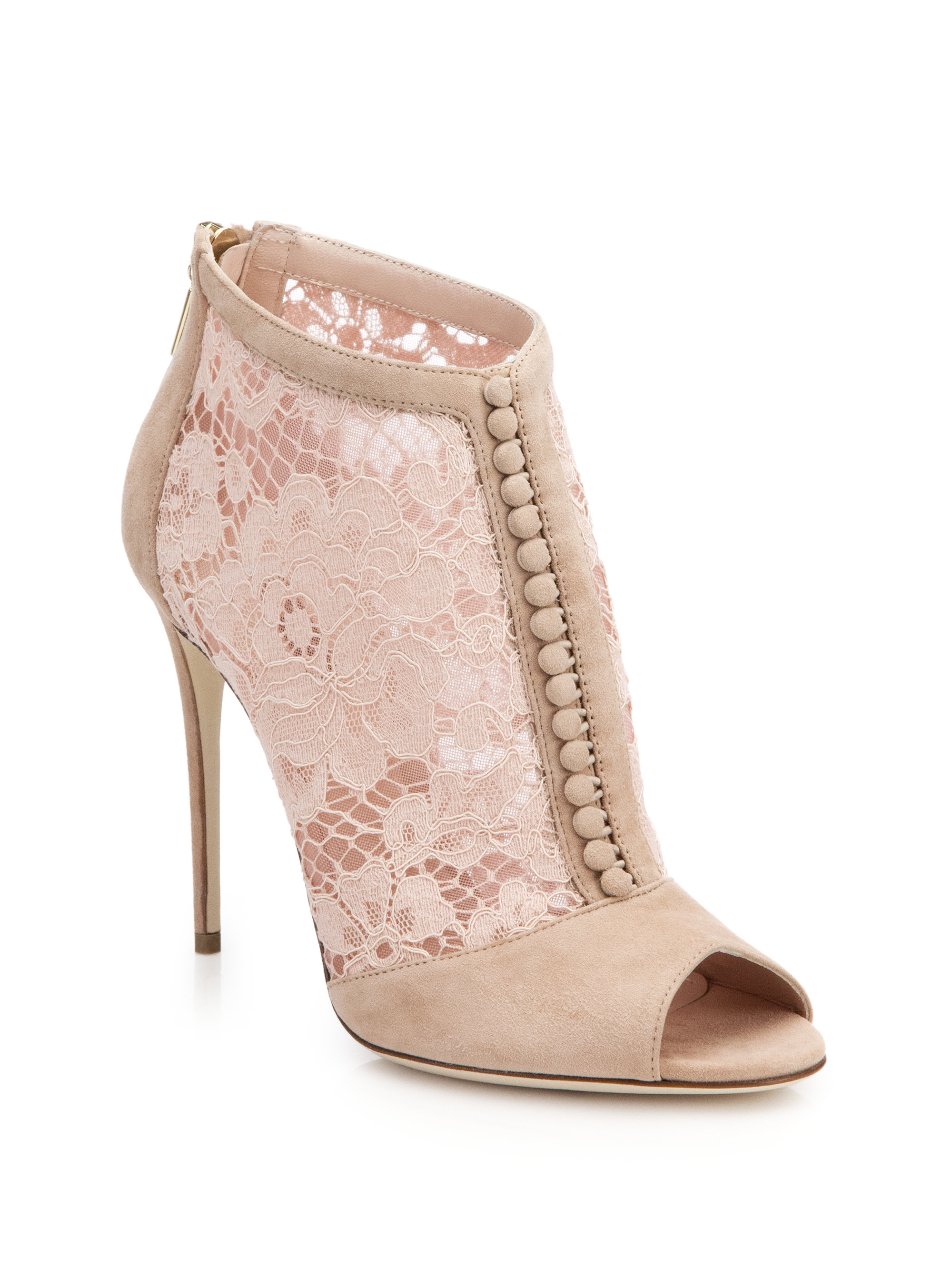 open toe lace booties