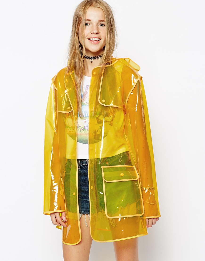 ASOS Clear Rain Trench in Yellow | Lyst