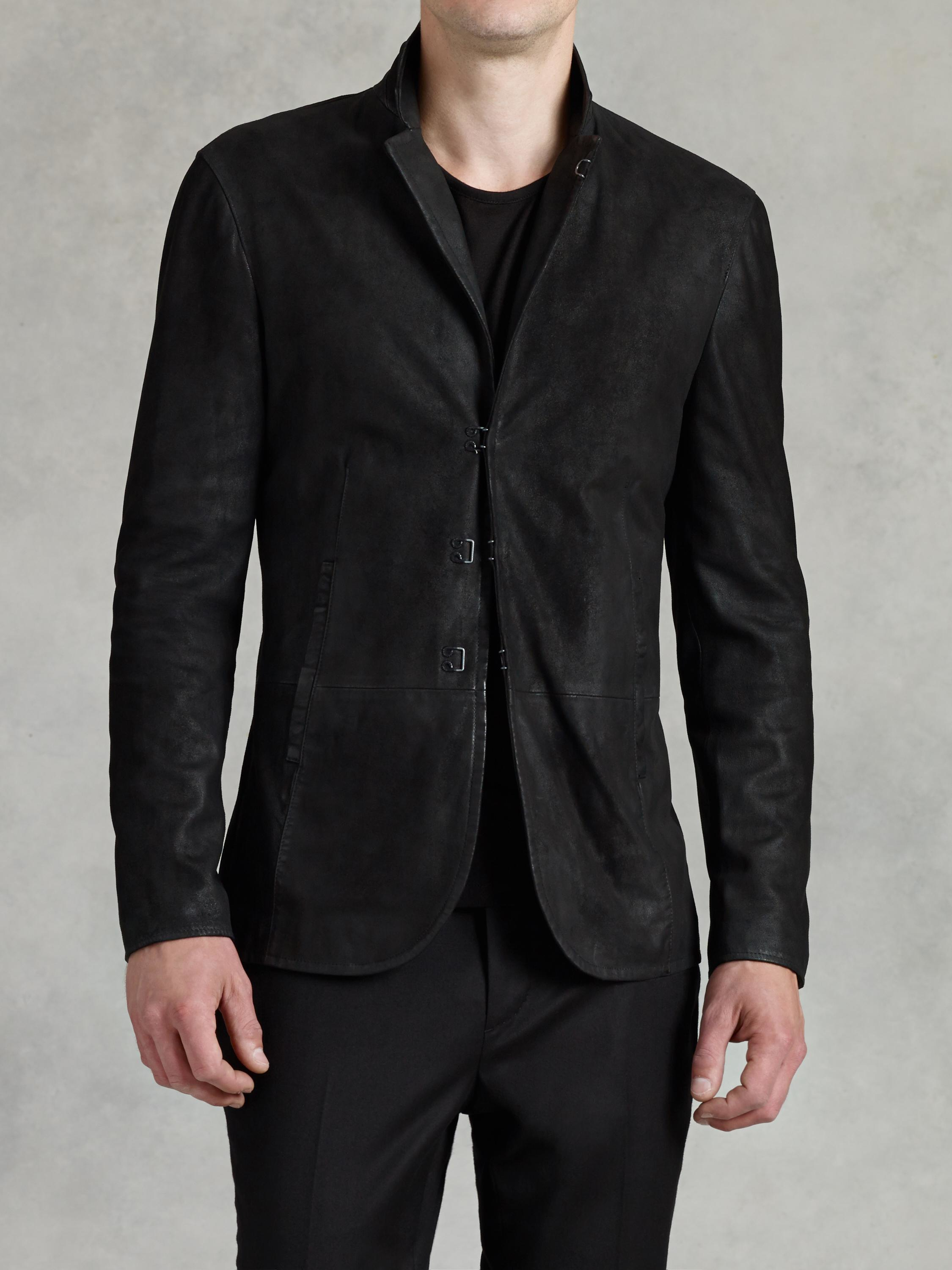 John varvatos Suede Hook And Bar Jacket in Black for Men Lyst