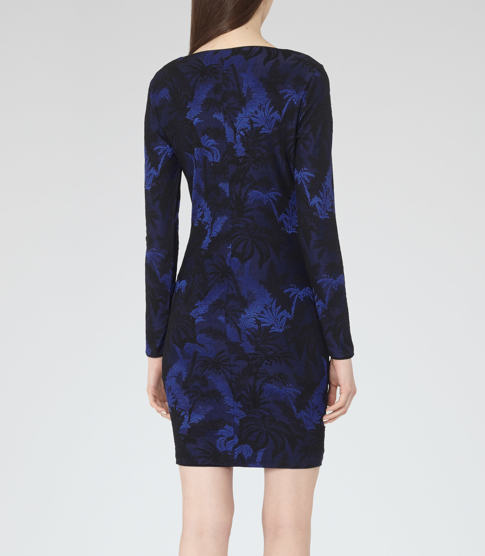 blue and black bodycon dress