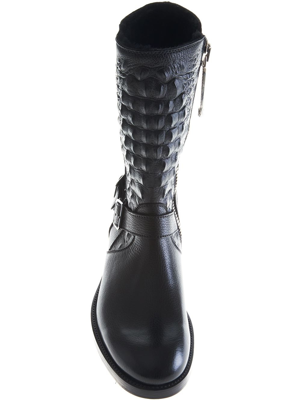 Philipp Plein Leather Studded Combat Boots in Black for Men Lyst