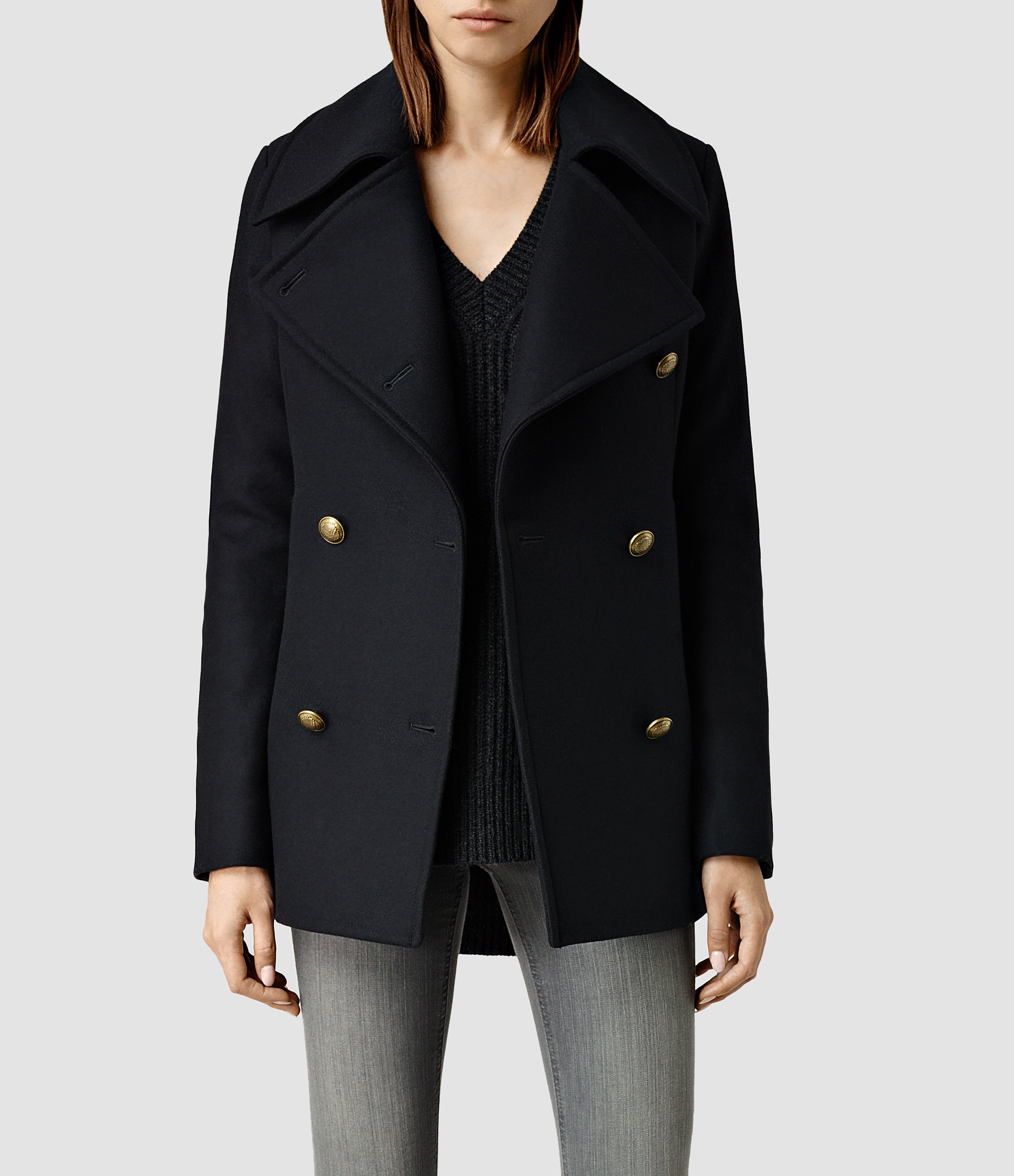 all saints double breasted coat
