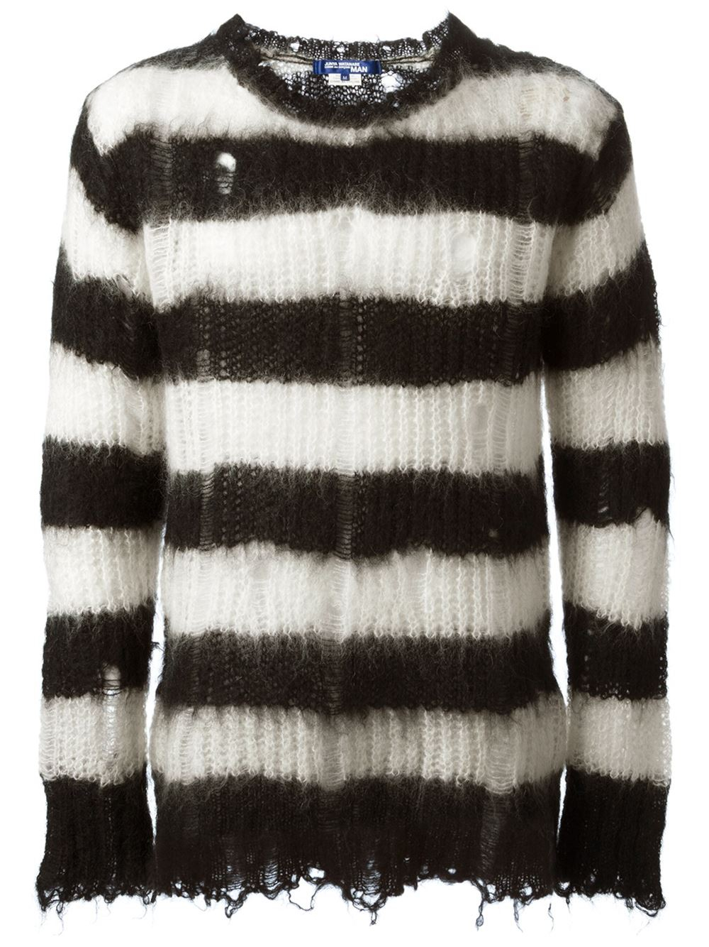 Junya Watanabe Striped Distressed Knit Sweater in Black for Men | Lyst