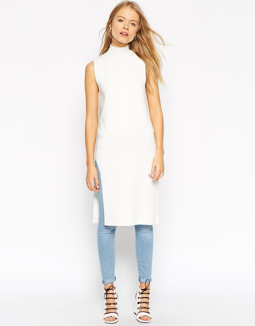high neck sleeveless tunic