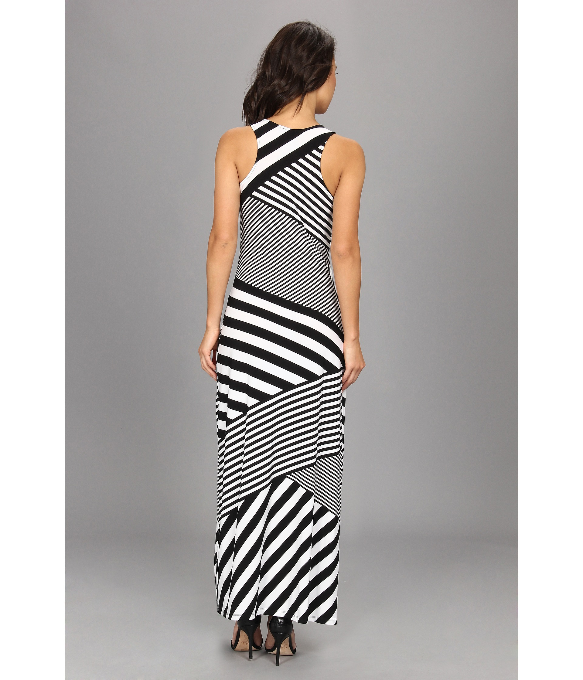 Calvin Klein Striped Mj Maxi Dress in Black/White/White (Black) - Lyst
