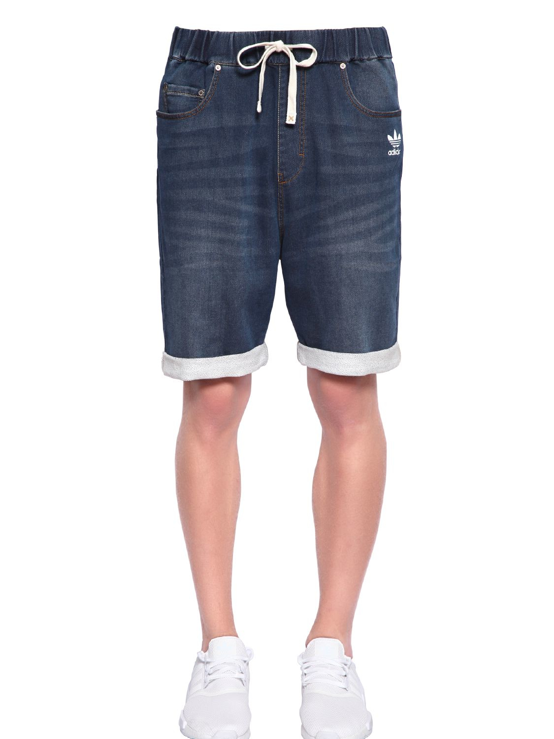 Lyst Adidas Originals Cotton Blend Denim Effect Shorts in Blue for Men