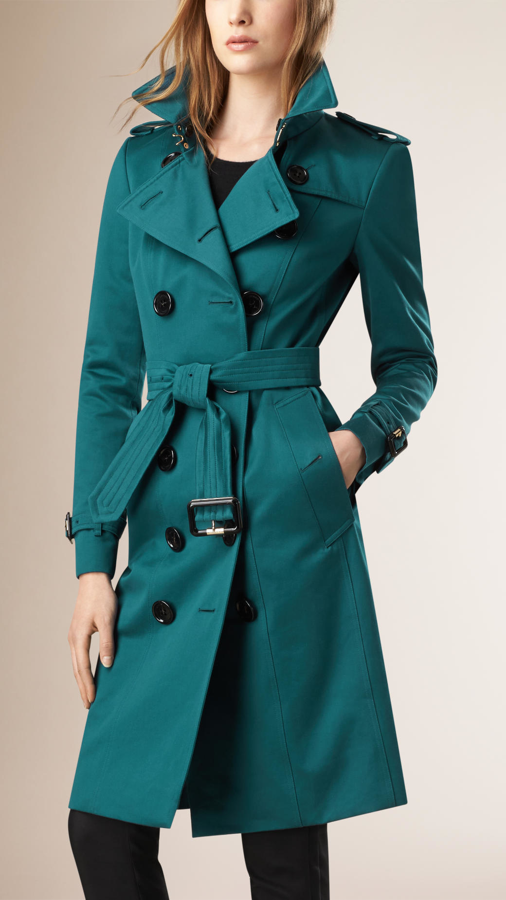 Burberry Cotton Sateen Trench Coat in Blue - Lyst